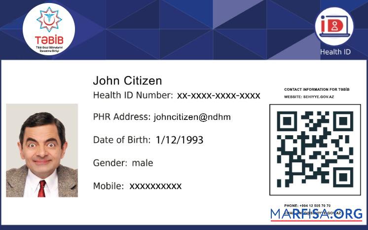 Downloadable Azerbaijan Tebib health card download for verification